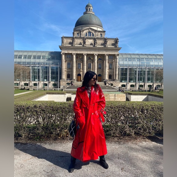 Vivetta Lacquer Red vinyl trench coat patent oversized latex rain trapeze Nerly - Picture 9 of 17